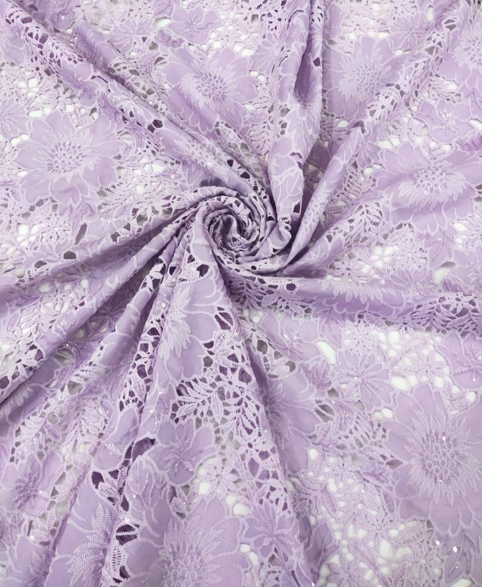 Floral Crepe Cutwork With Sequencw