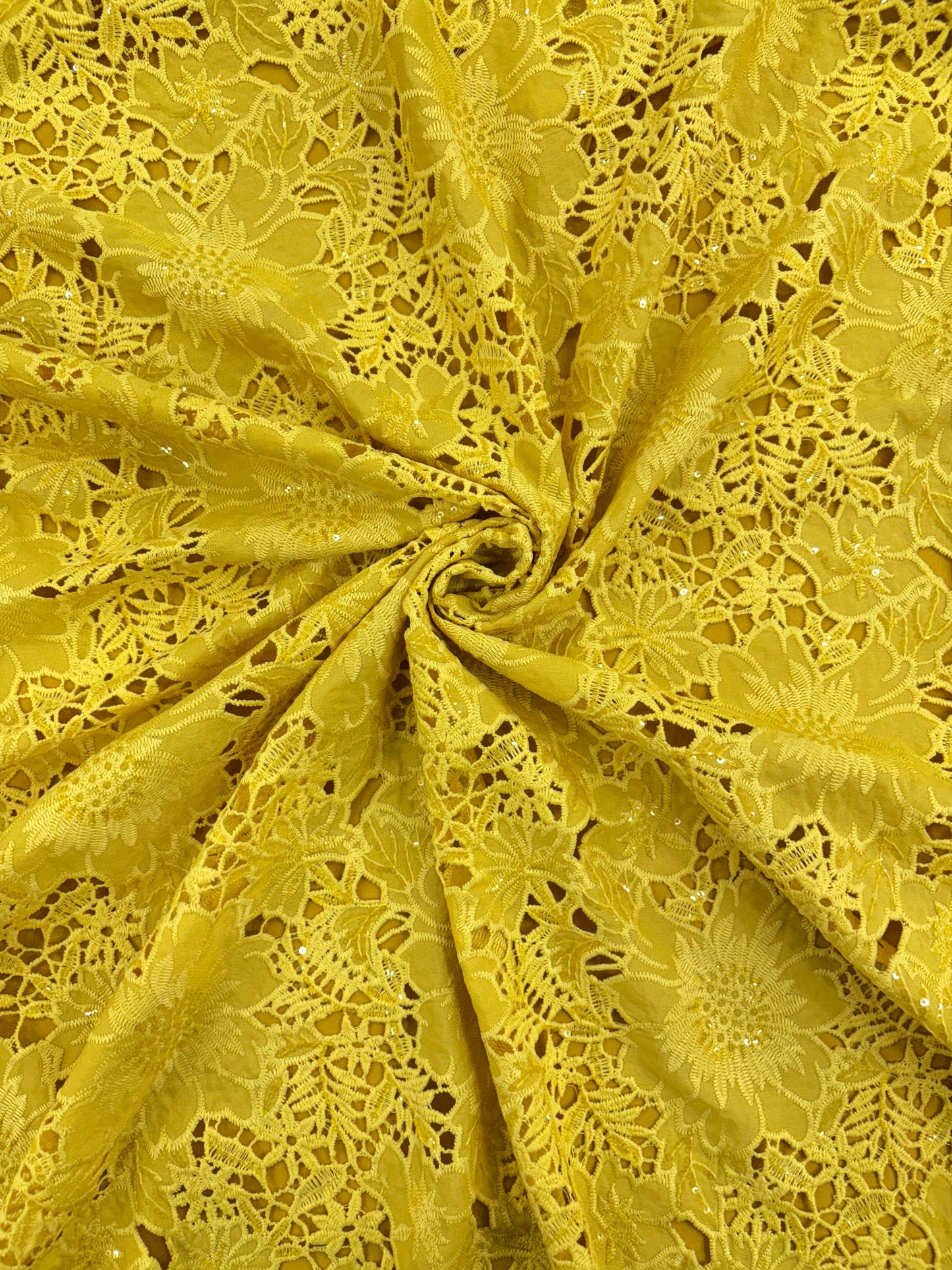 Floral Crepe Cutwork With Sequencw