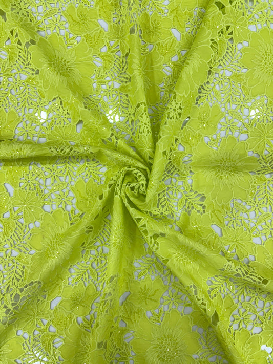 Floral Crepe Cutwork With Sequence