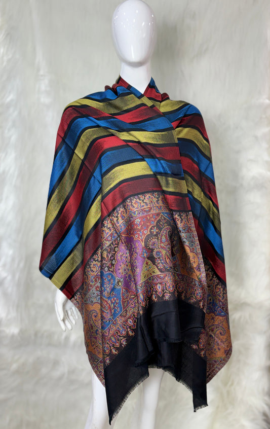 Pure Wool Kashmiri-Style Embroidered Shawl