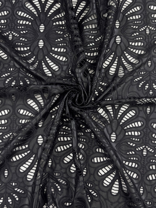FLORAL PU Cutwork – Premium Faux Leather Fabric (48" Width)