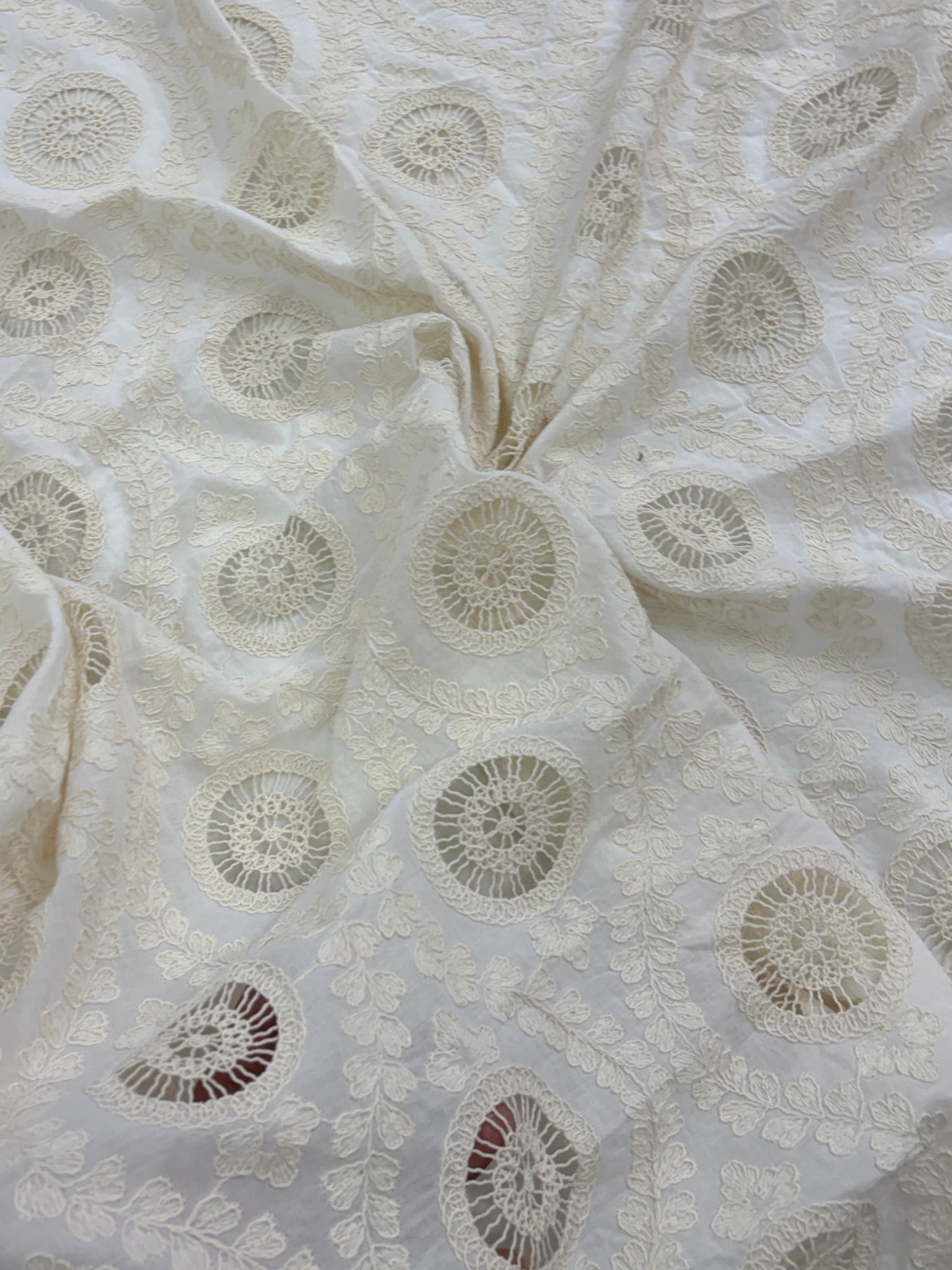 Cotton Embroidered Cutwork Fabric