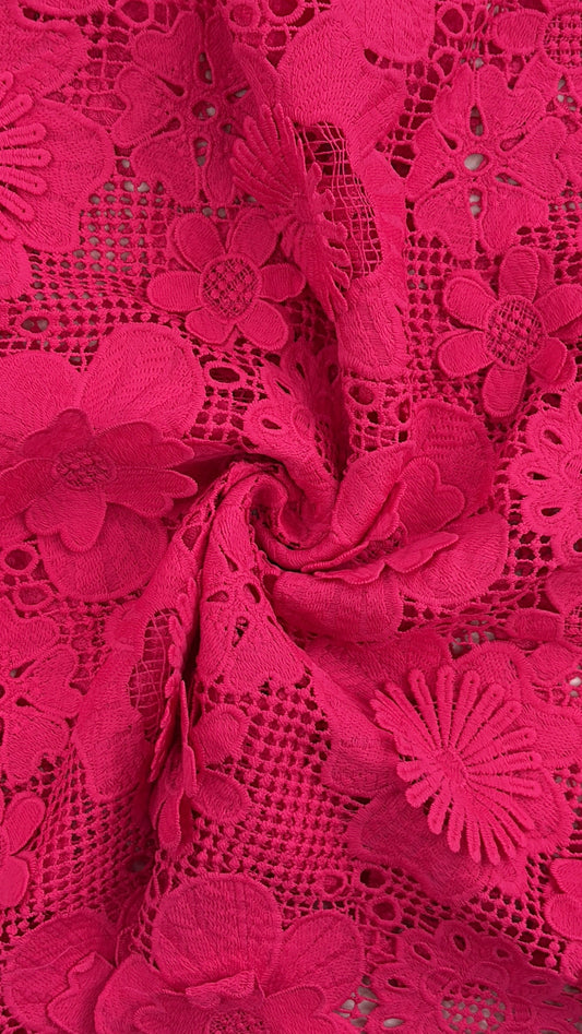 3D Floral Appliqué Lace Fabric – 42" Width