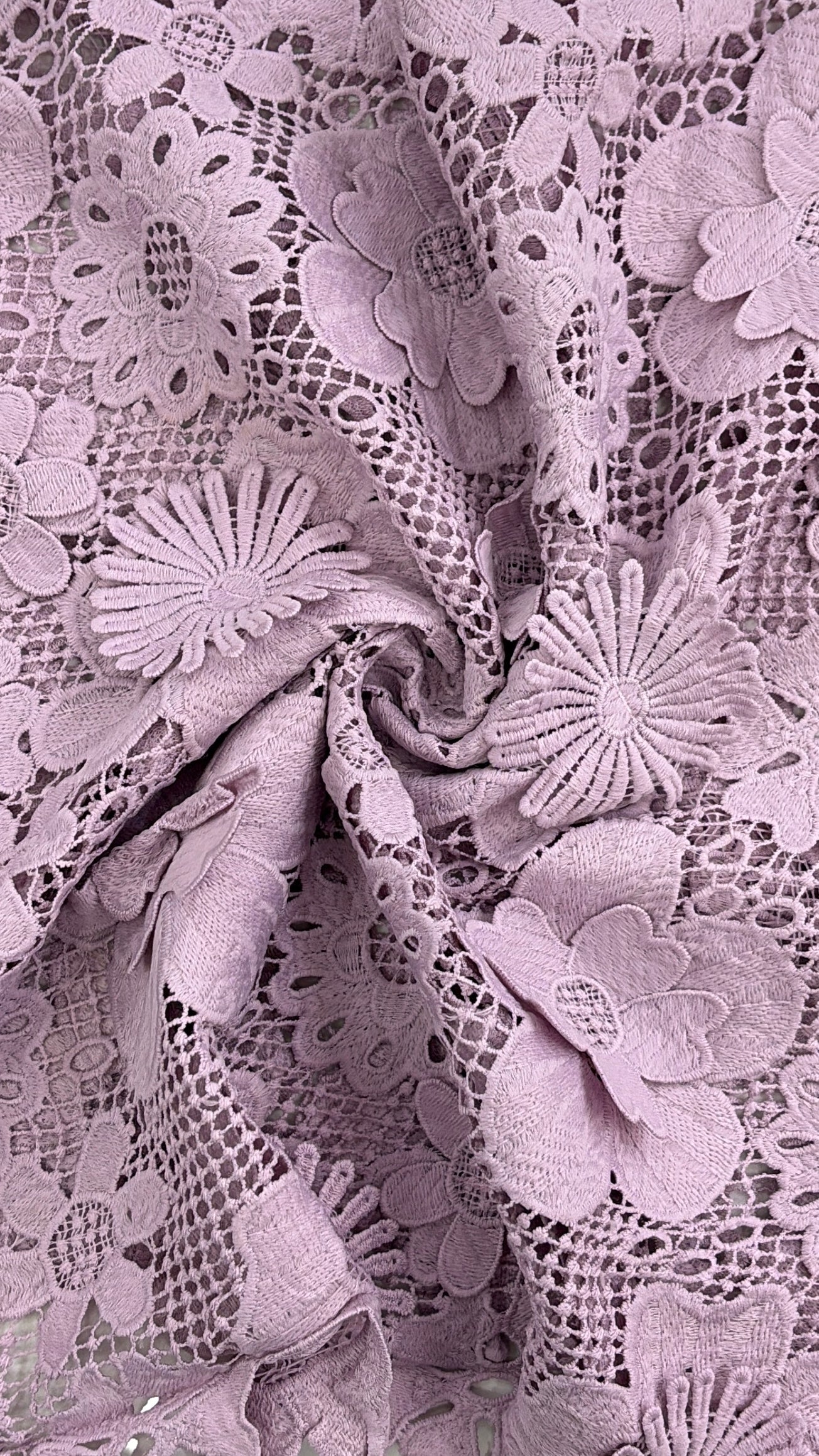 3D Floral Appliqué Lace Fabric – 42" Width