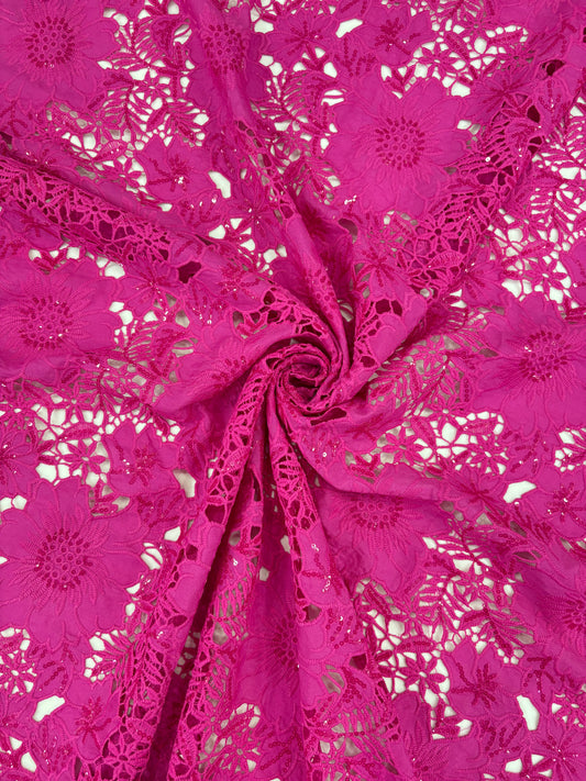 Floral Crepe Cutwork With Sequence (DC)