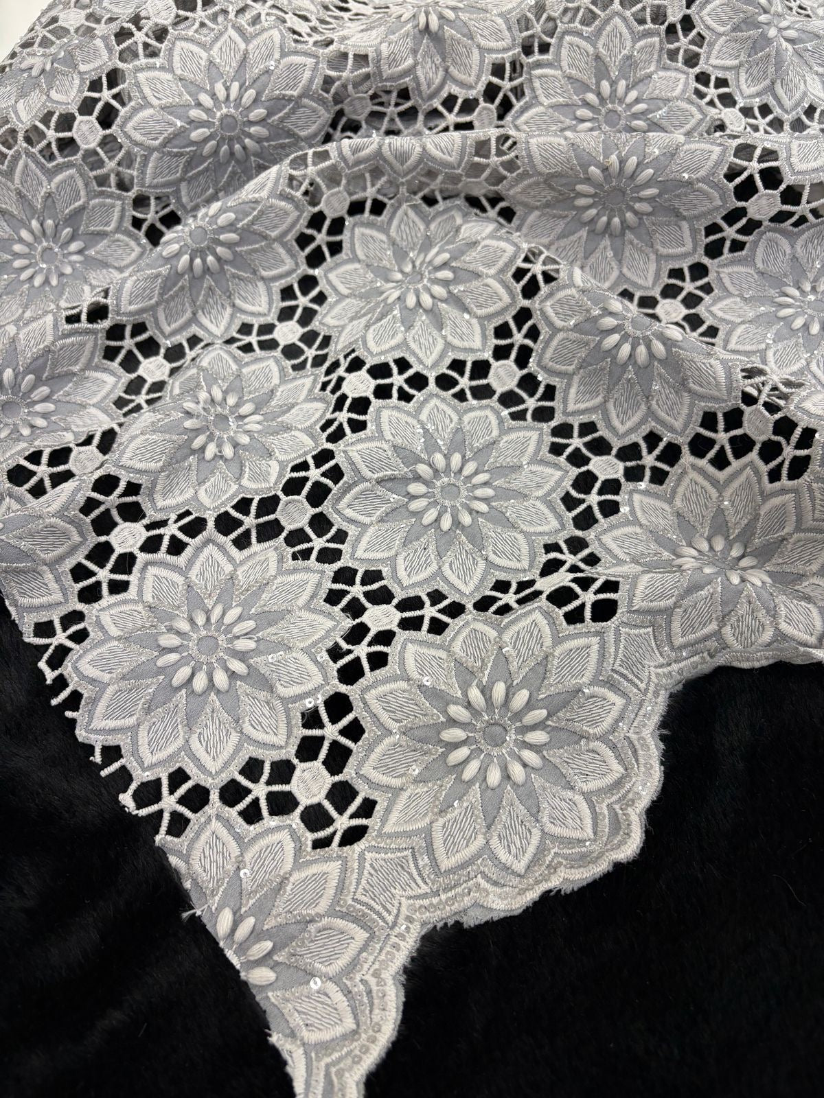 Floral Embroidered Lace with Sequins