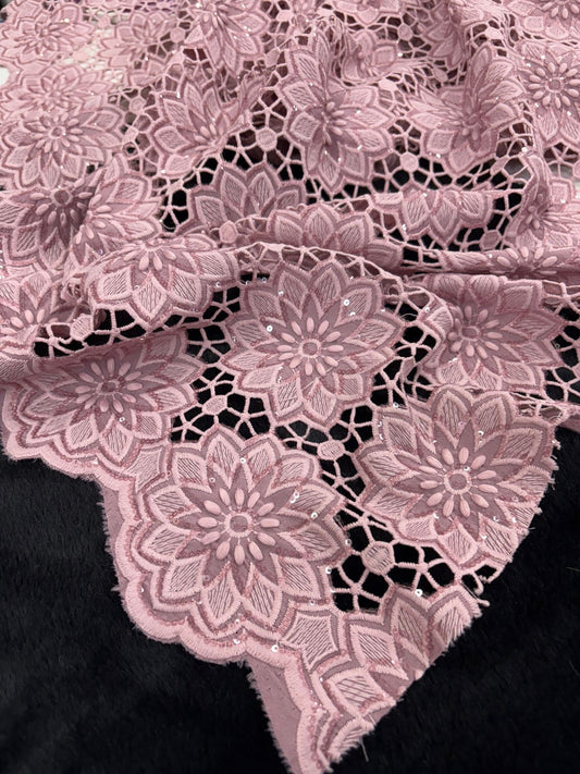 Floral Embroidered Lace with Sequins