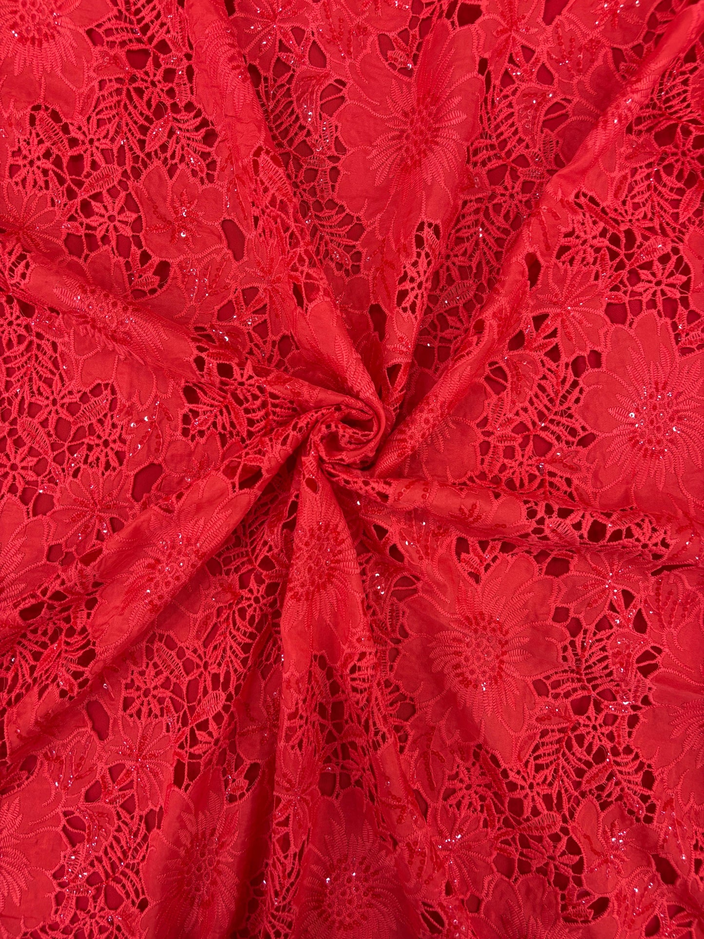 Floral Crepe Cutwork With Sequencw