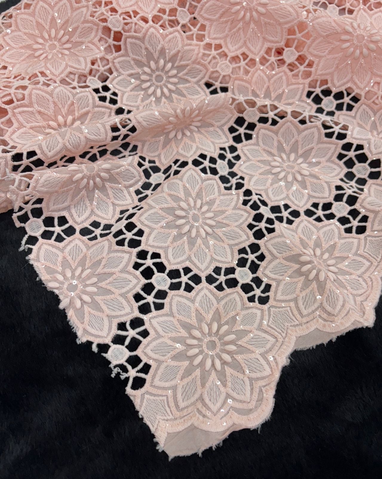 Floral Embroidered Lace with Sequins