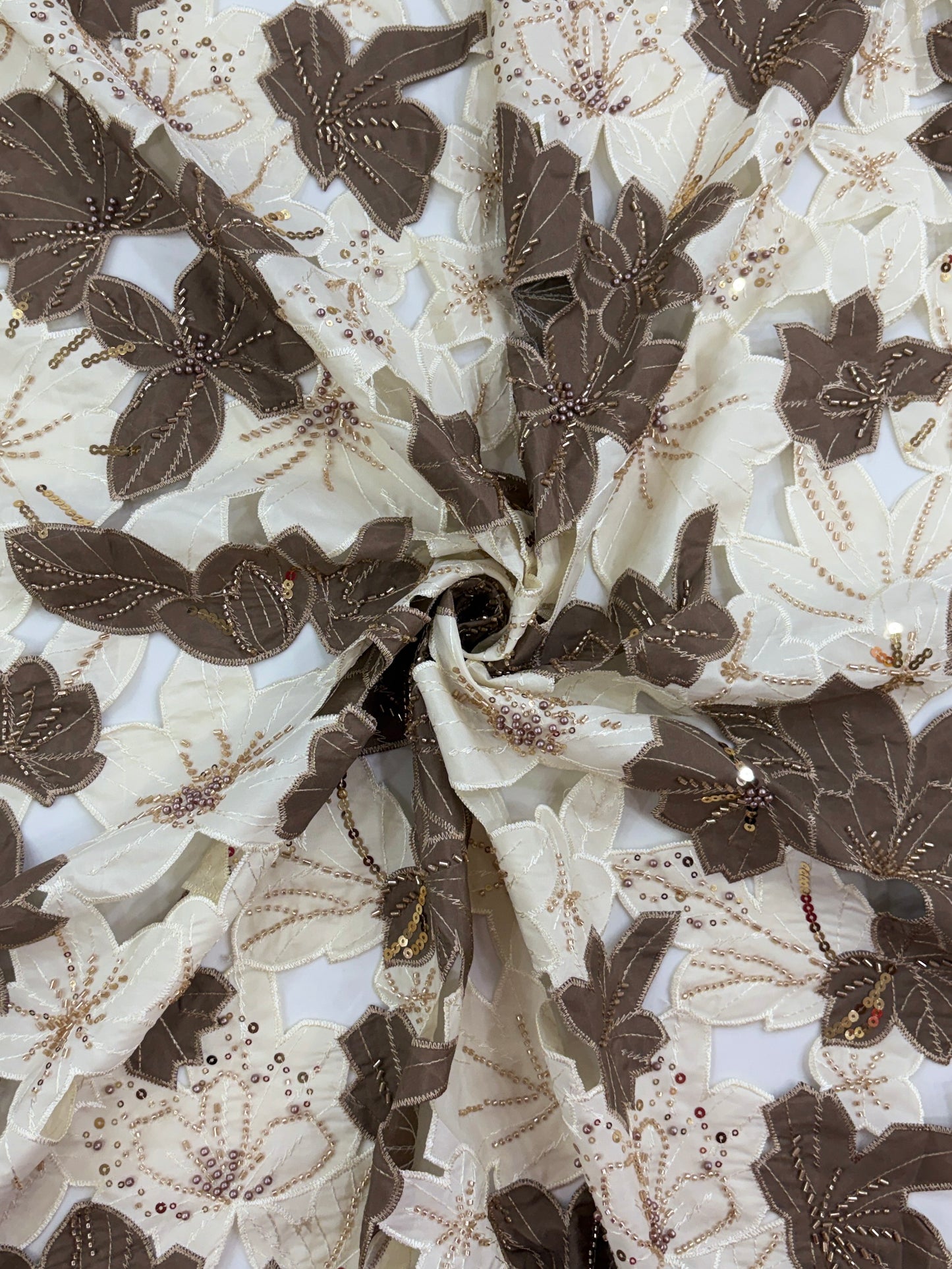 3D Floral Beaded Embroidery Fabric – 48” Width