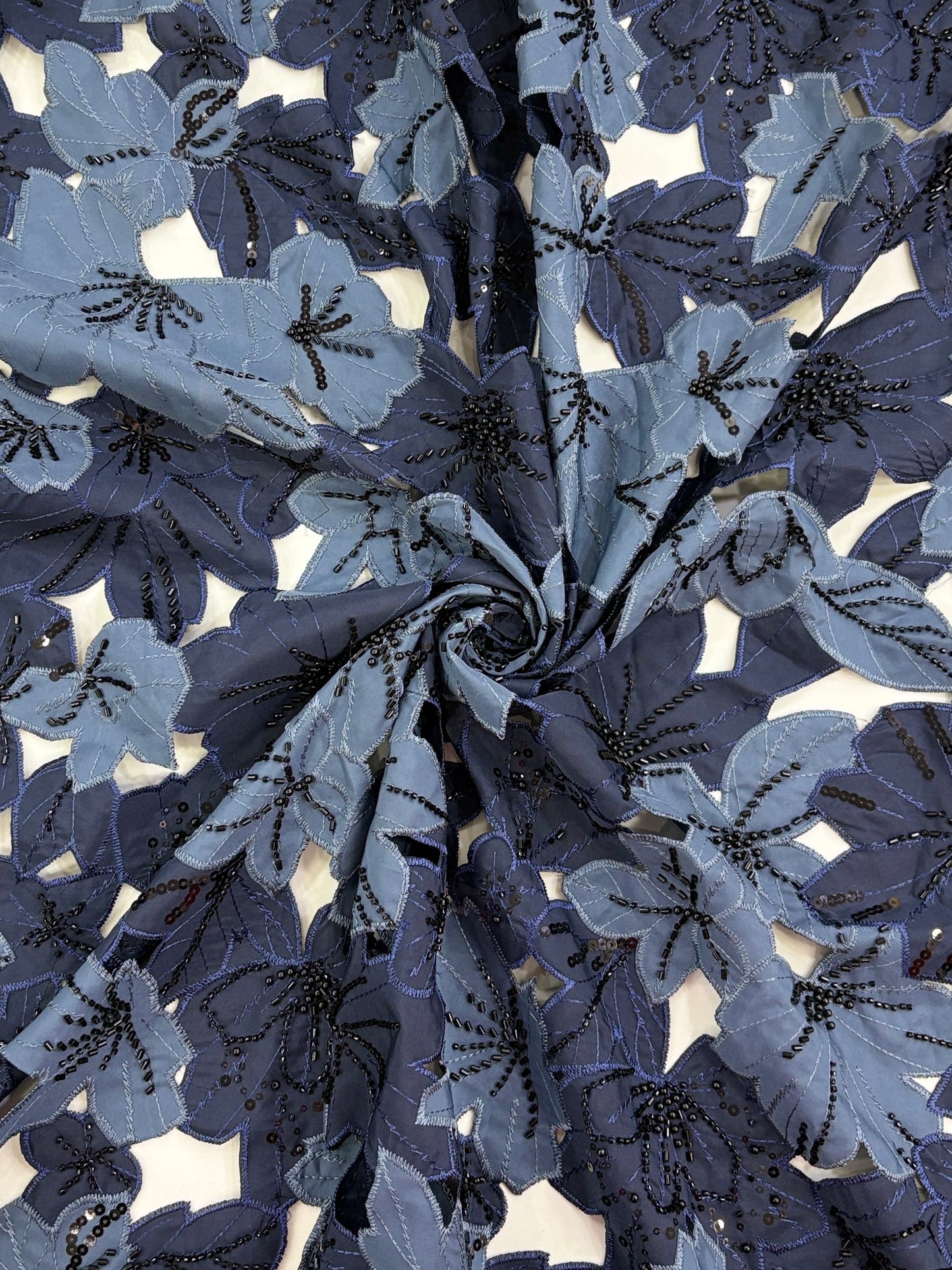 3D Floral Beaded Embroidery Fabric – 48” Width