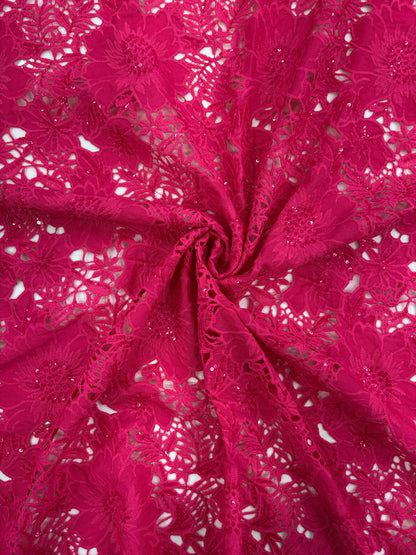 Floral Crepe Cutwork With Sequence (DC)