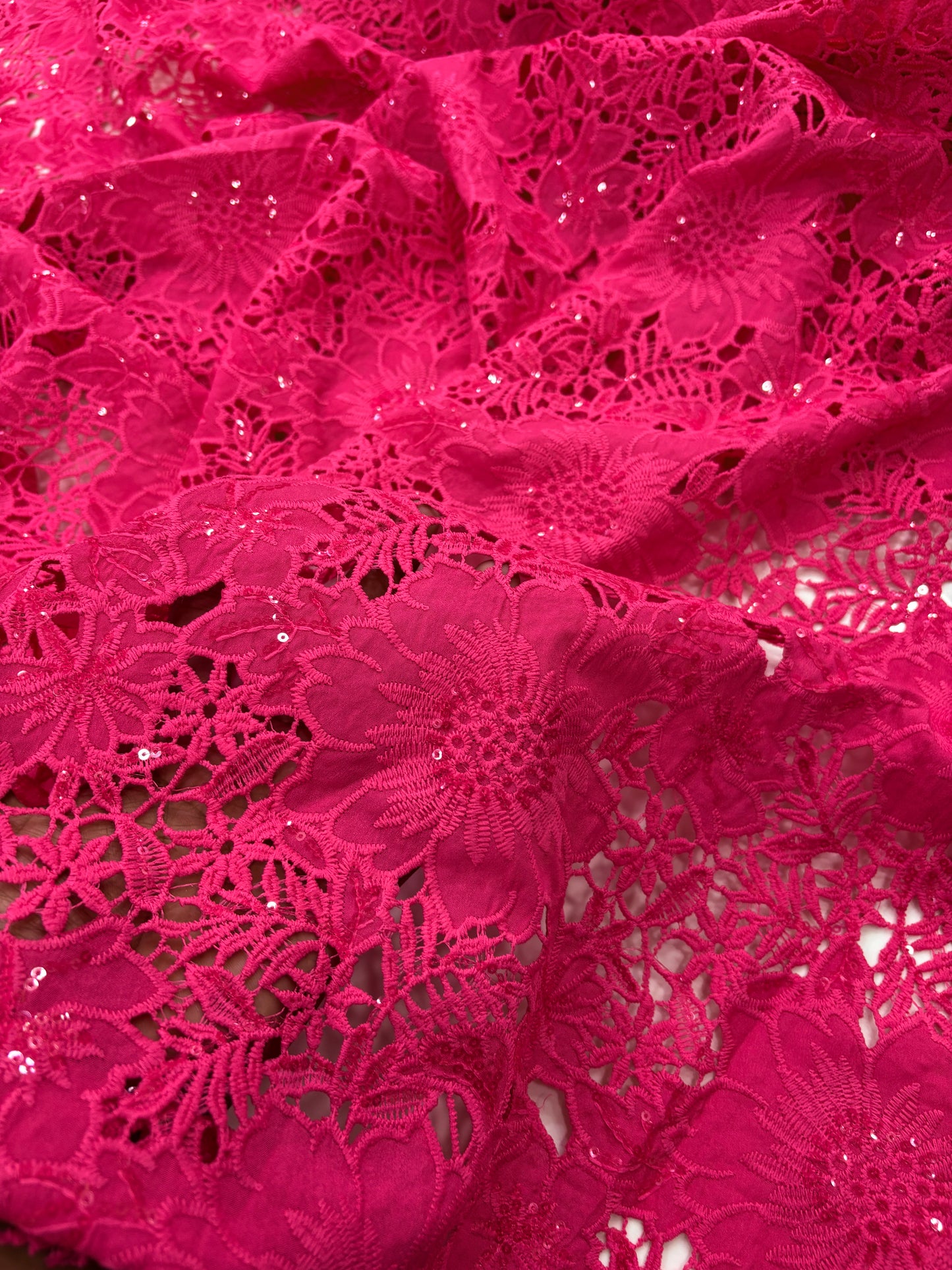 Floral Crepe Cutwork With Sequence (DC)