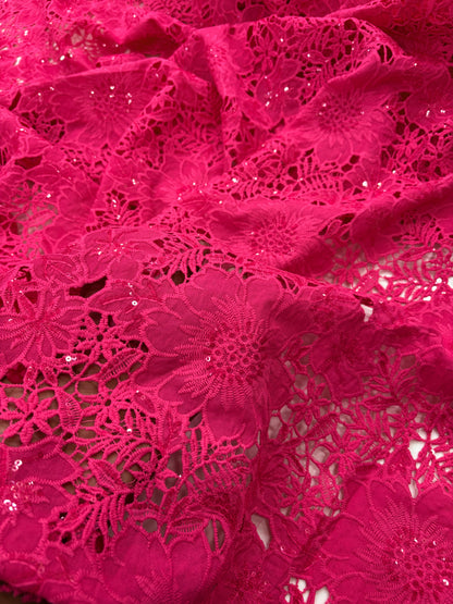 Floral Crepe Cutwork With Sequence (DC)