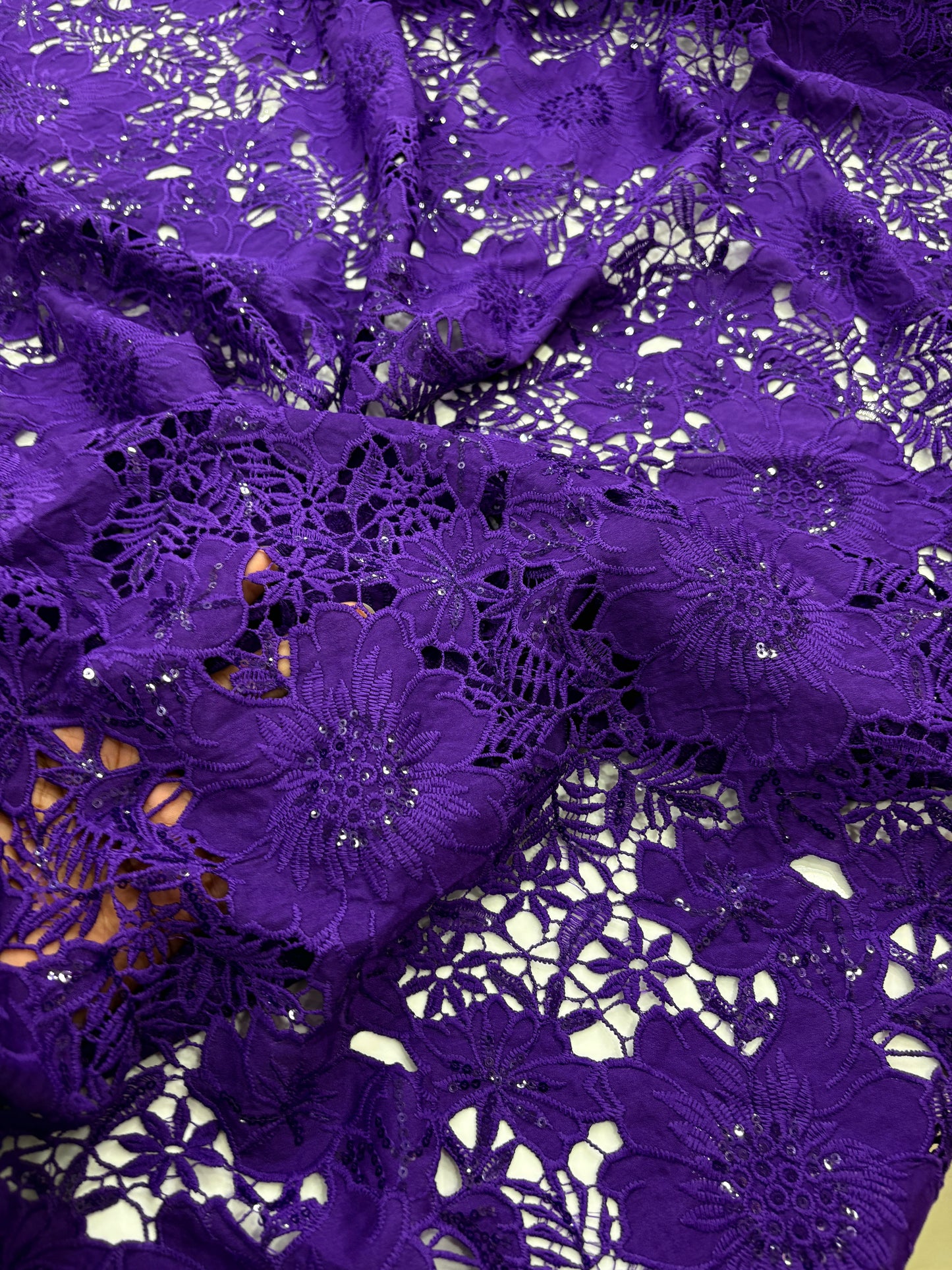 Floral Crepe Cutwork With Sequence (DC)