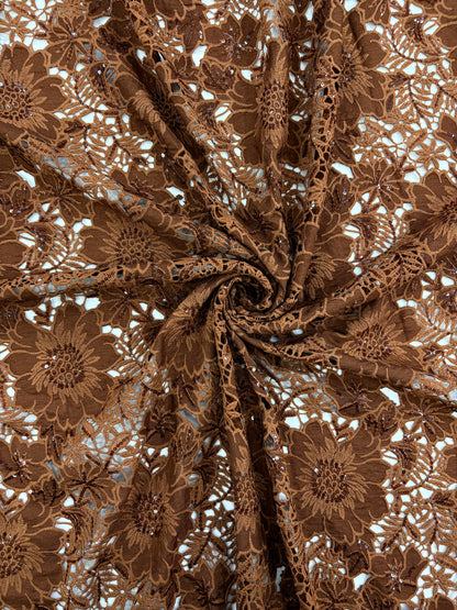 Floral Crepe Cutwork With Sequence (DC)