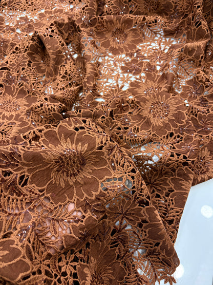 Floral Crepe Cutwork With Sequence (DC)