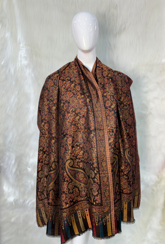 Pure Wool Kashmiri-Style Embroidered Shawl