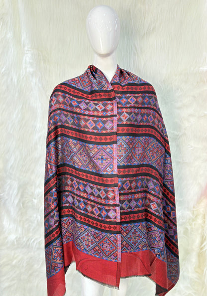 Pure Wool Kashmiri-Style Embroidered Shawl