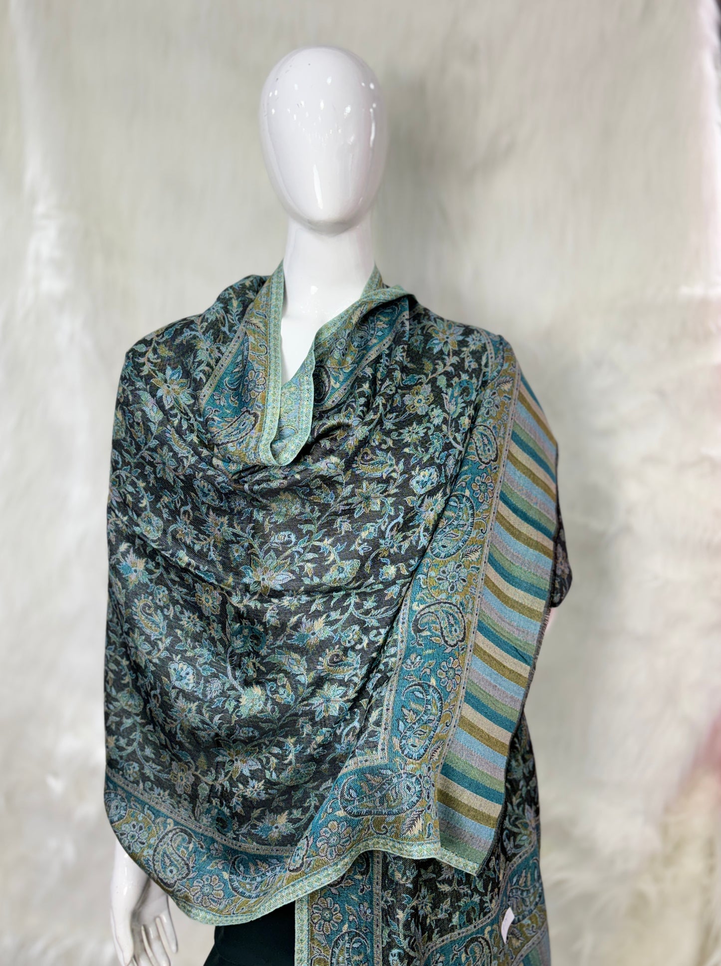 Pure Wool Kashmiri-Style Embroidered Shawl