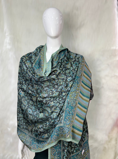 Pure Wool Kashmiri-Style Embroidered Shawl