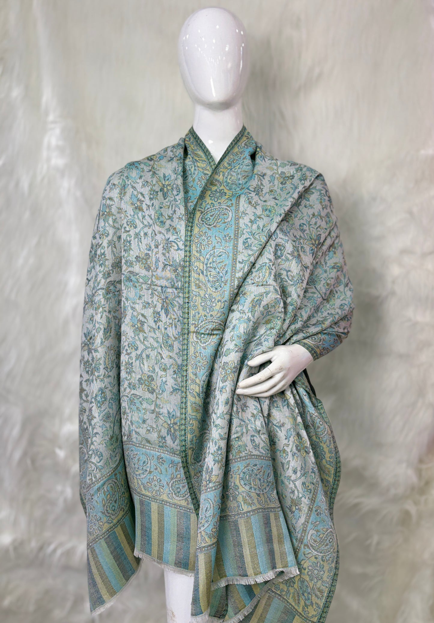 Pure Wool Kashmiri-Style Embroidered Shawl