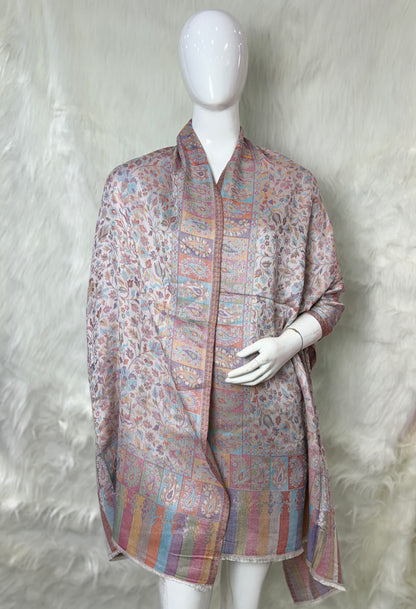 Pure Wool Kashmiri-Style Embroidered Shawl