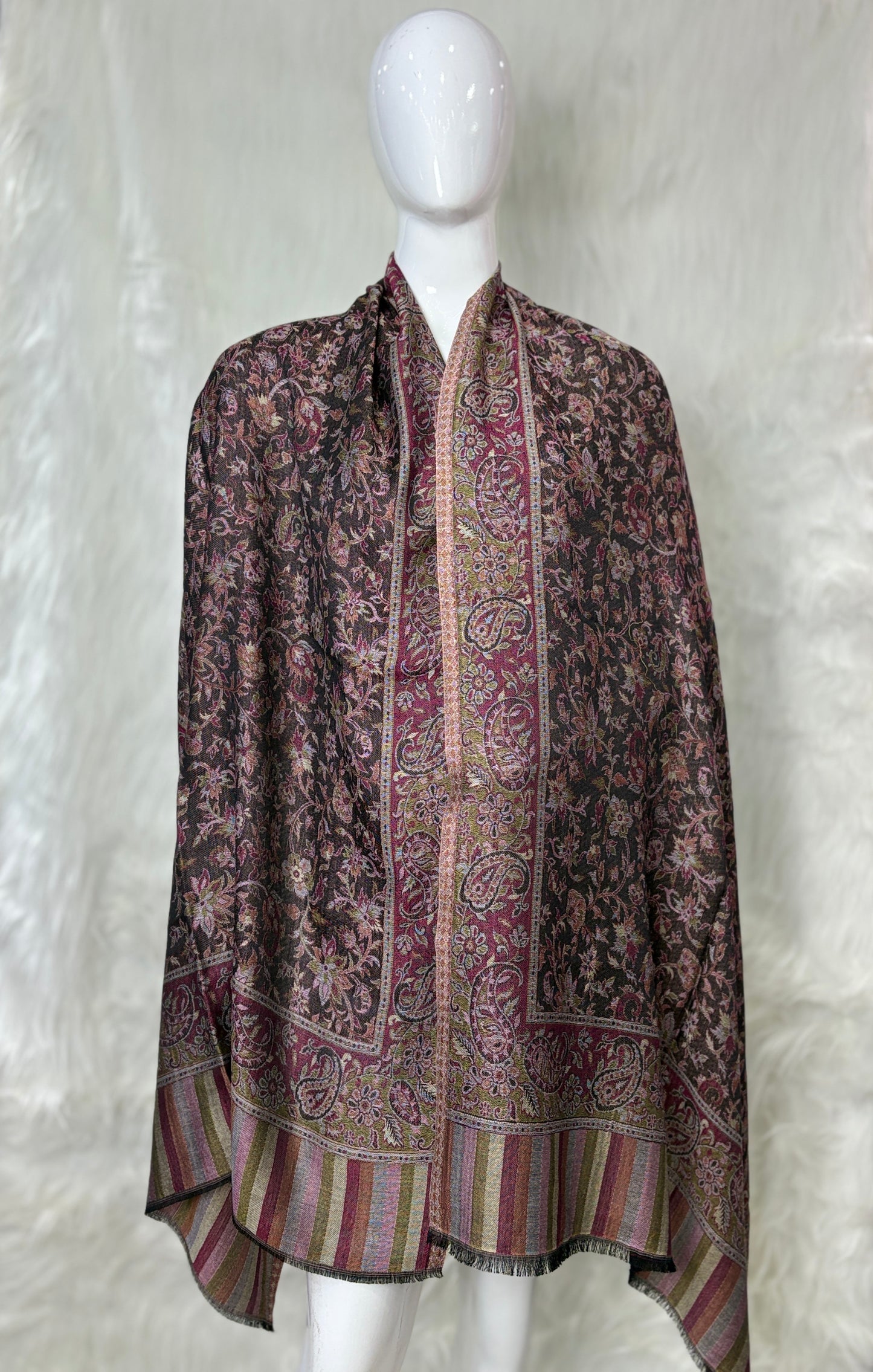Pure Wool Kashmiri-Style Embroidered Shawl