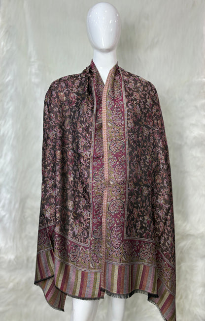 Pure Wool Kashmiri-Style Embroidered Shawl