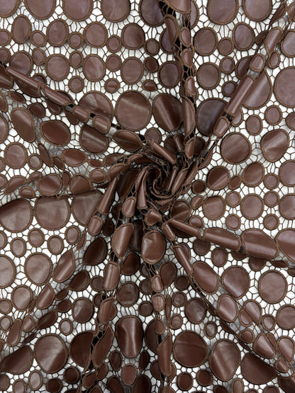 PU Leather Circle Cutwork Fabric
