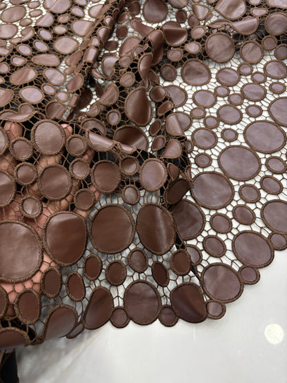 PU Leather Circle Cutwork Fabric