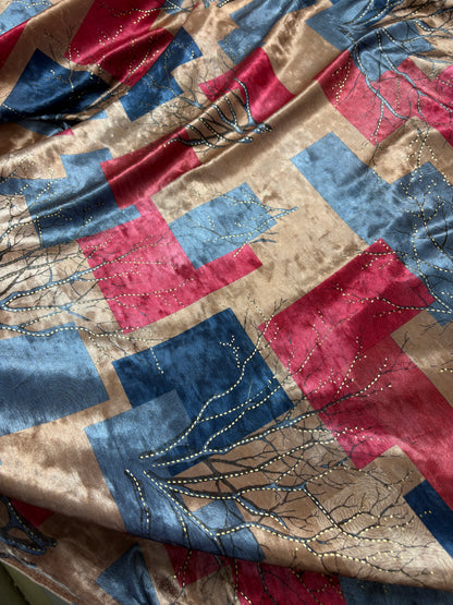 Velvet Lycra Printed Fabric