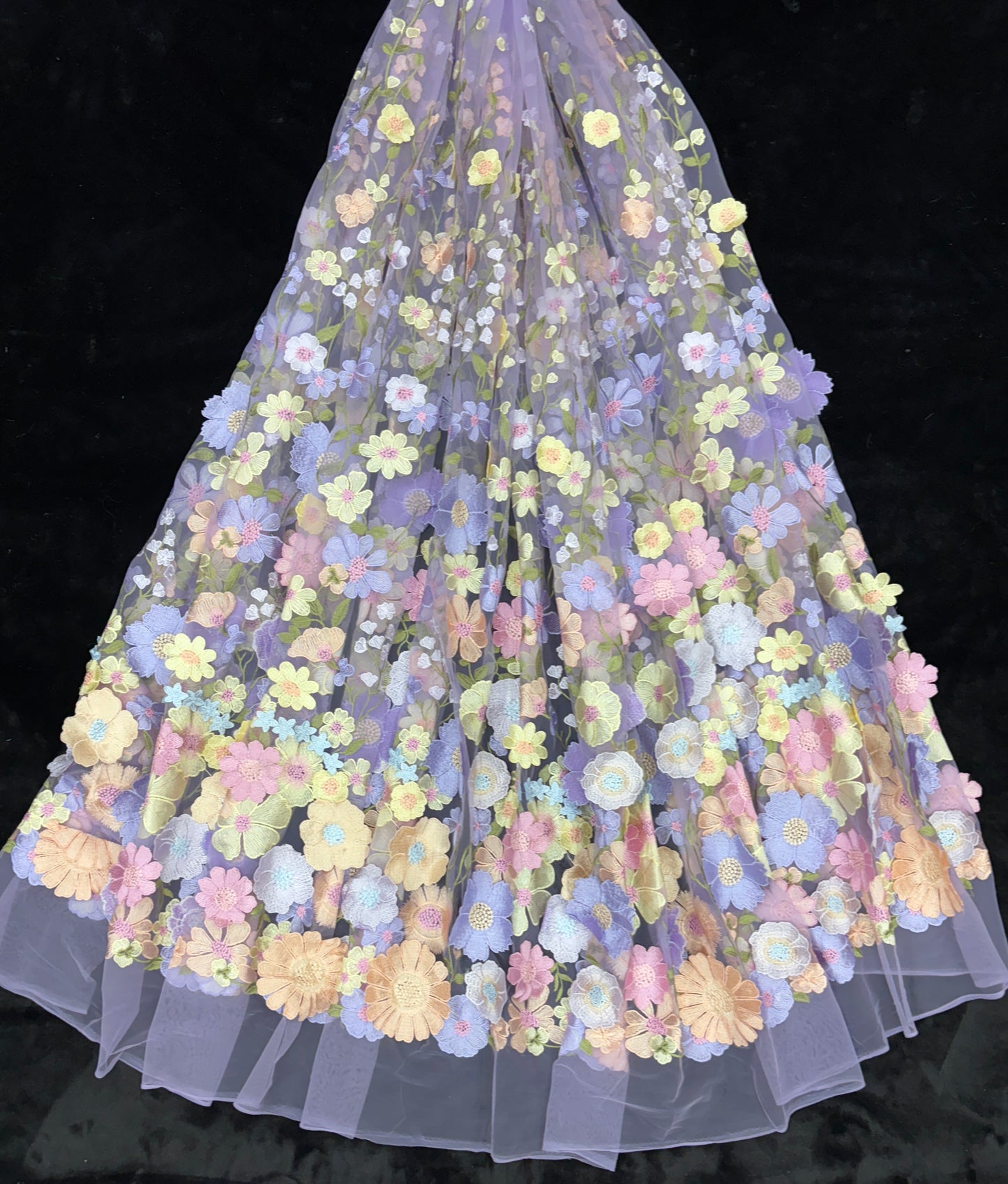 3D Flower Mesh Embroidery
