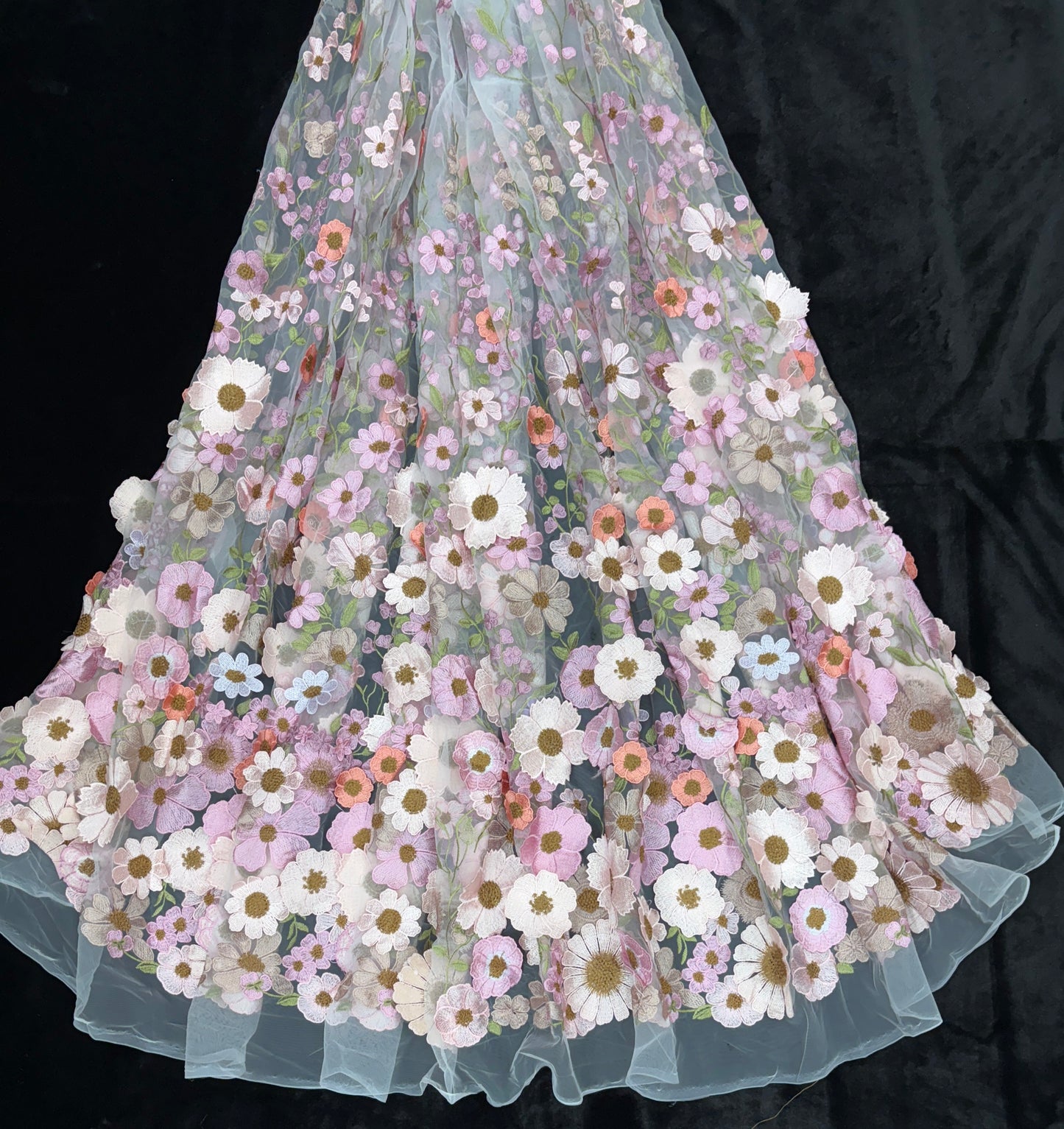 3D Flower Mesh Embroidery