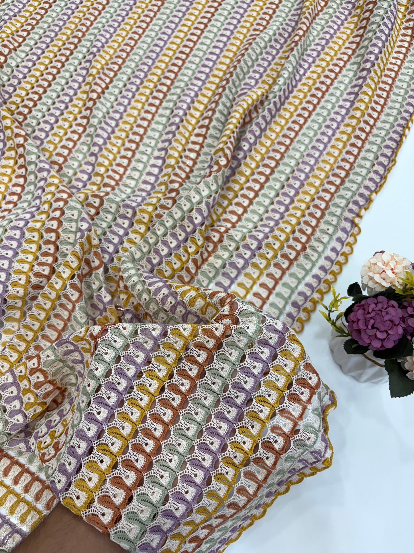 Multicolor Crochet Lace Fabric