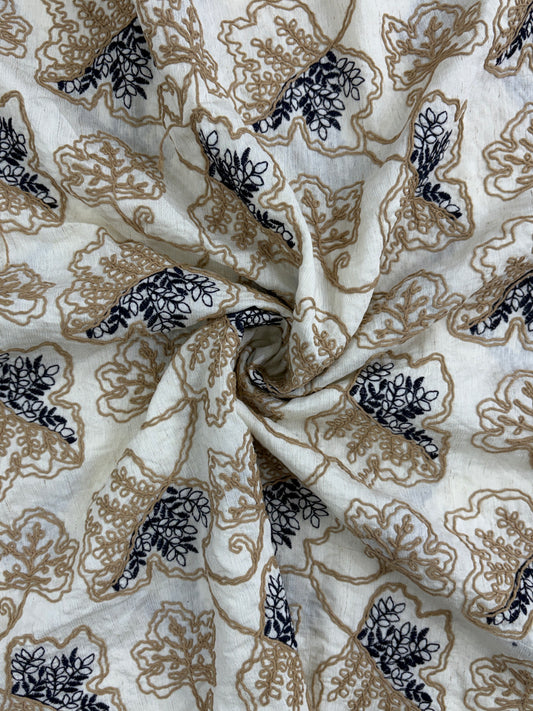 Cotton Linen Blend with Cording & Embroidery