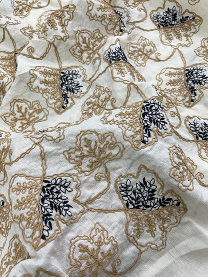 Cotton Linen Blend with Cording & Embroidery