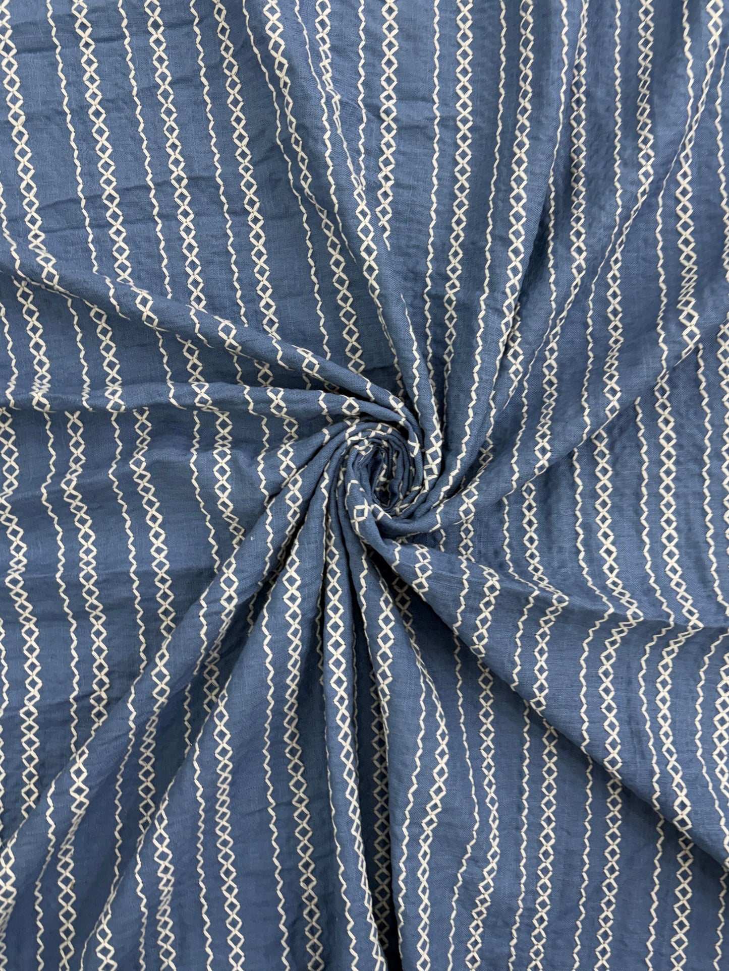 Cotton Embroidered Stripe Fabric