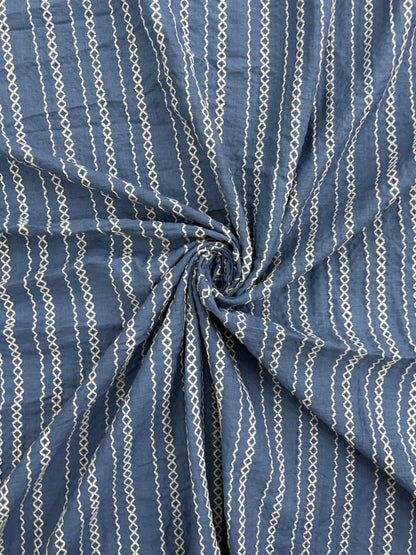Cotton Embroidered Stripe Fabric