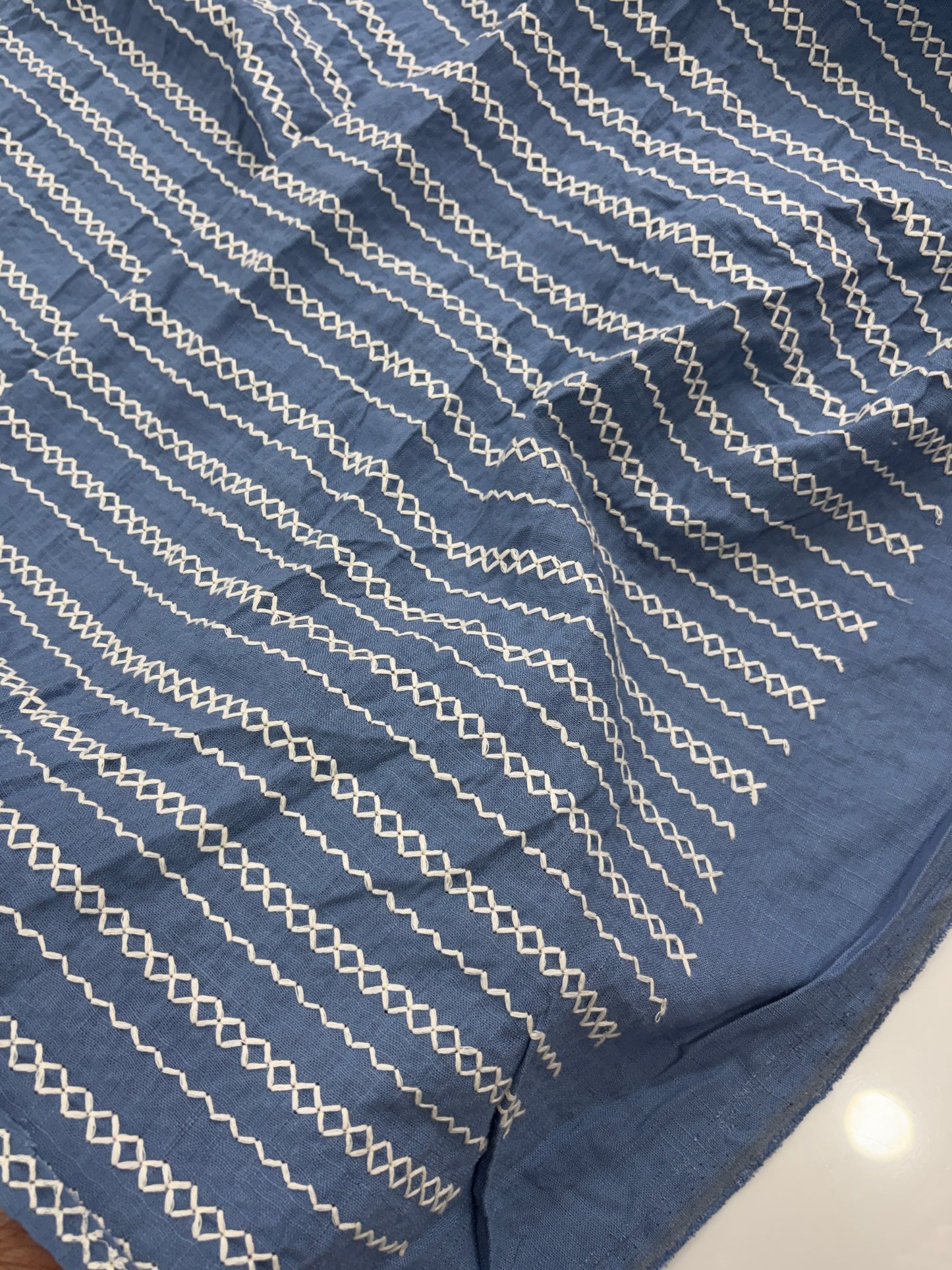 Cotton Embroidered Stripe Fabric