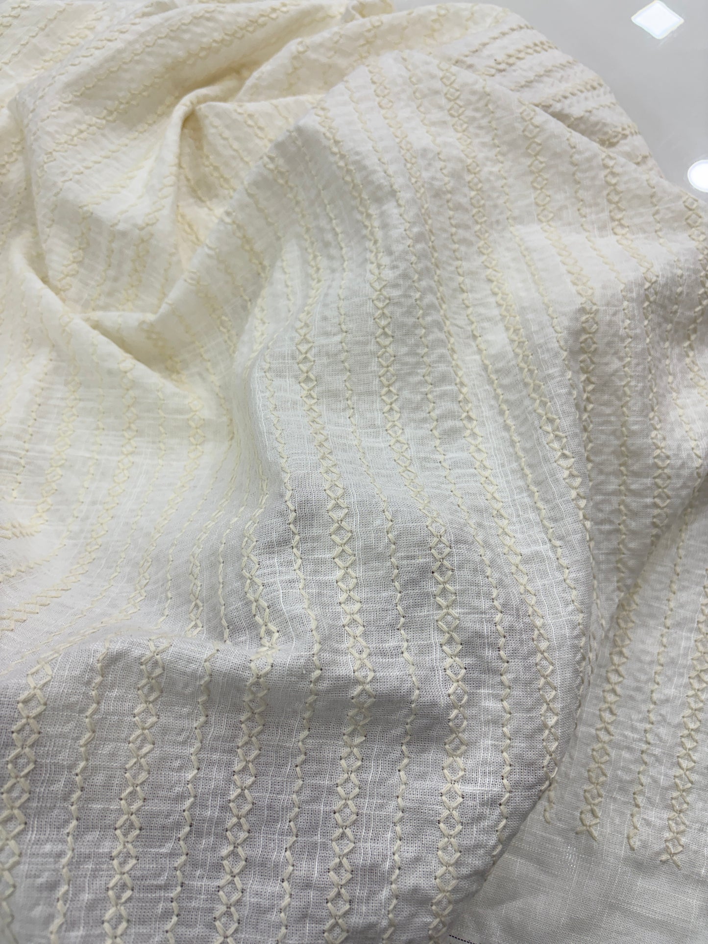 Cotton Embroidered Stripe Fabric