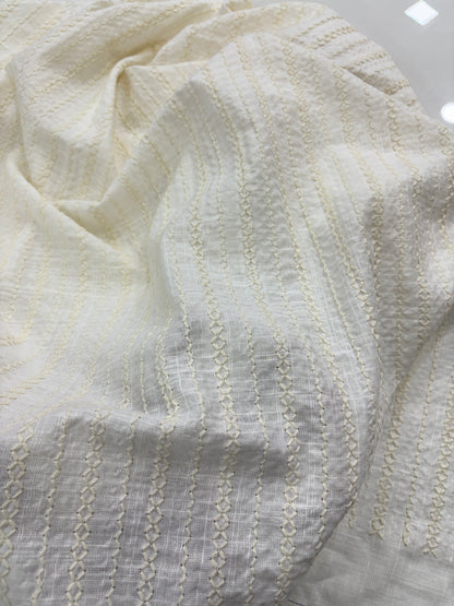 Cotton Embroidered Stripe Fabric