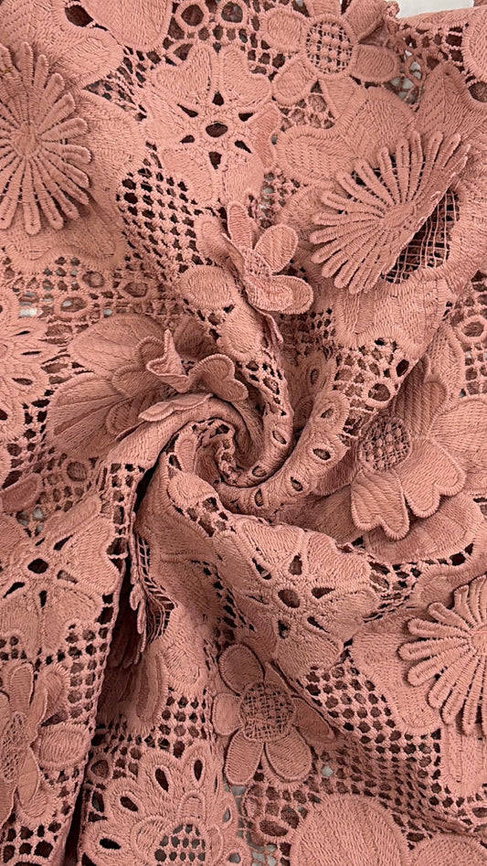 3D Floral Appliqué Lace Fabric – 42" Width