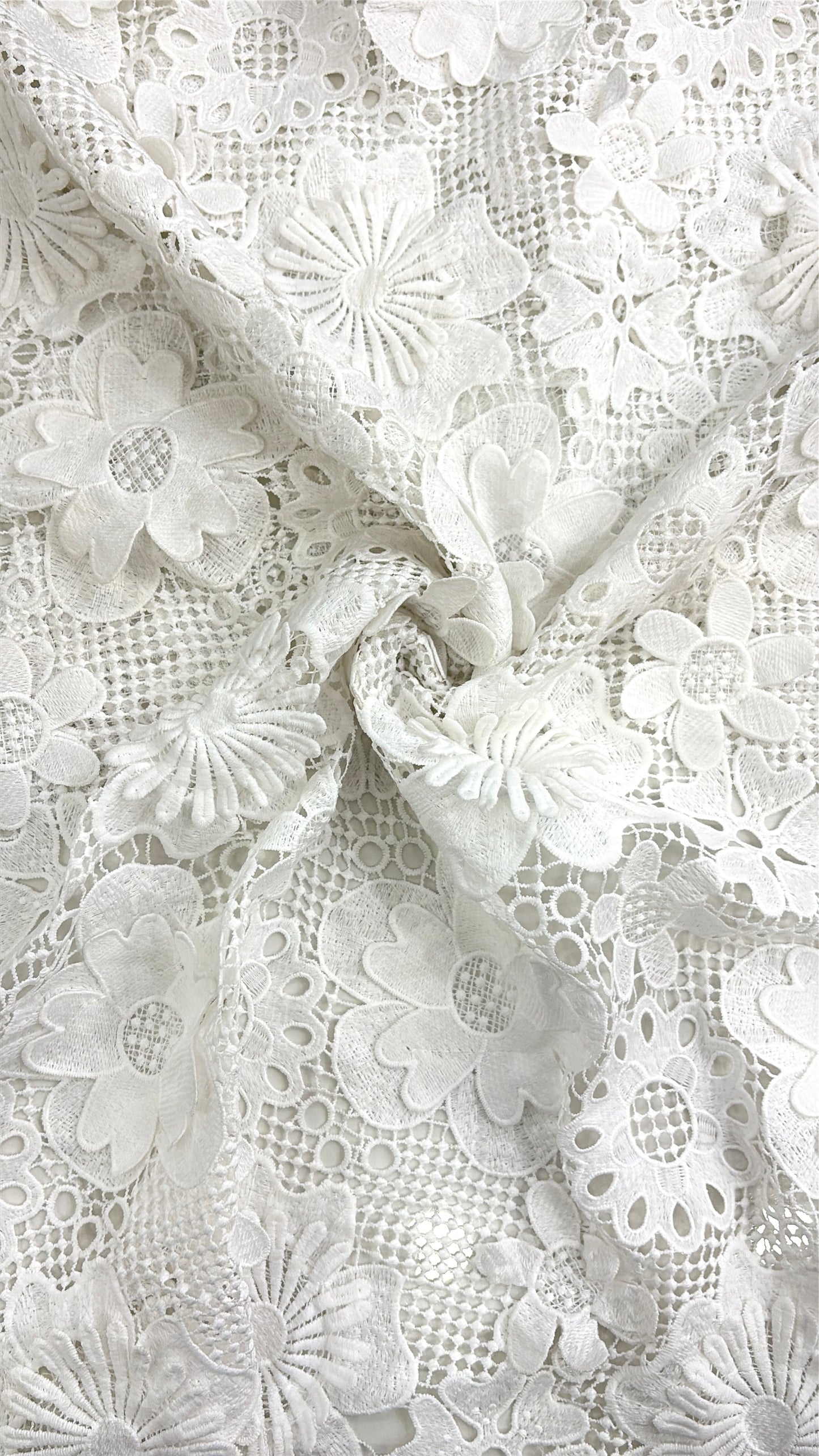 3D Floral Appliqué Lace Fabric – 42" Width