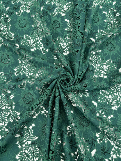 Floral Crepe Cutwork With Sequence (DC)