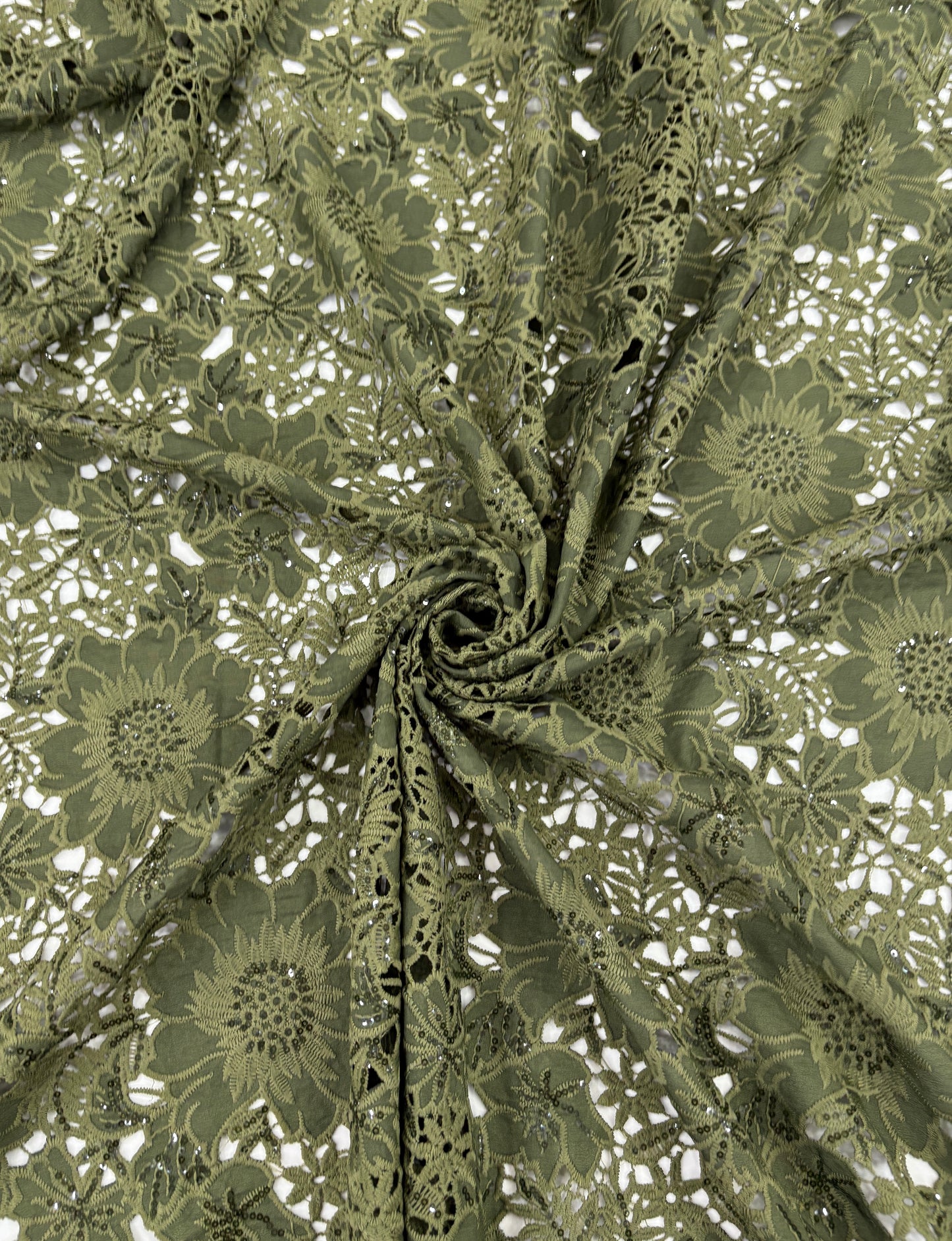 Floral Crepe Cutwork With Sequence (DC)