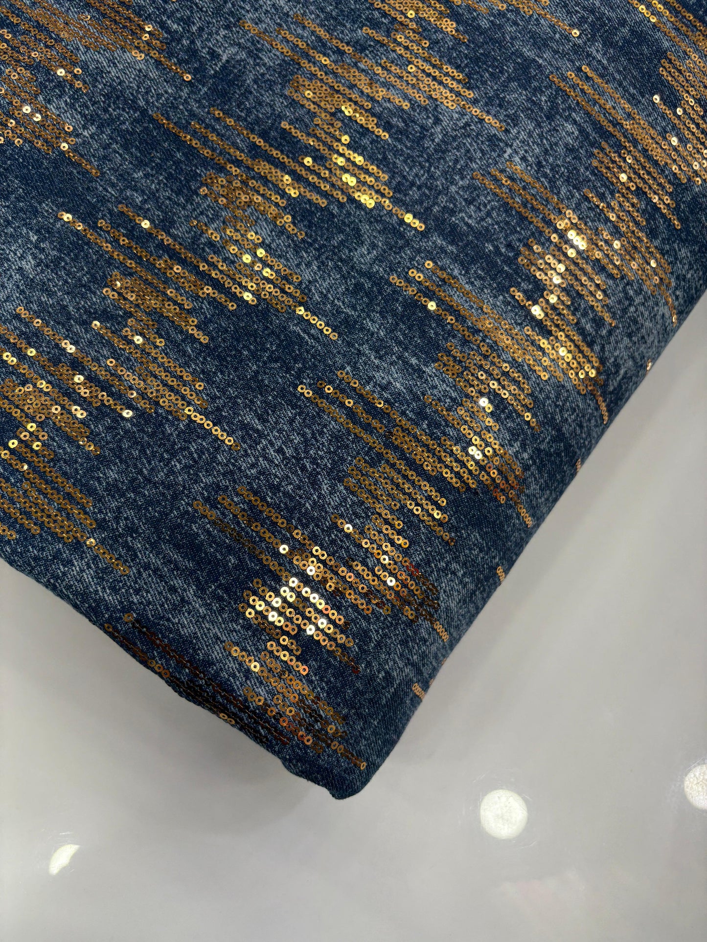 Gold Sequin Denim Fabric