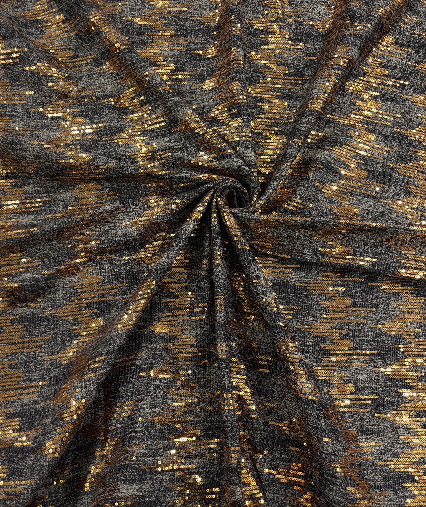 Gold Sequin Denim Fabric