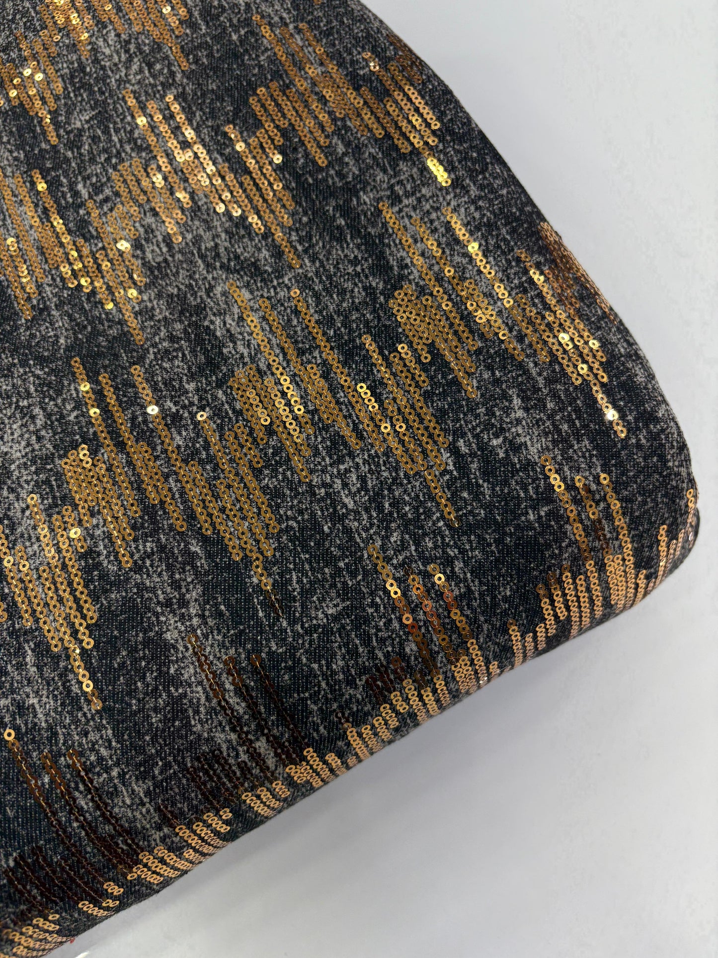 Gold Sequin Denim Fabric