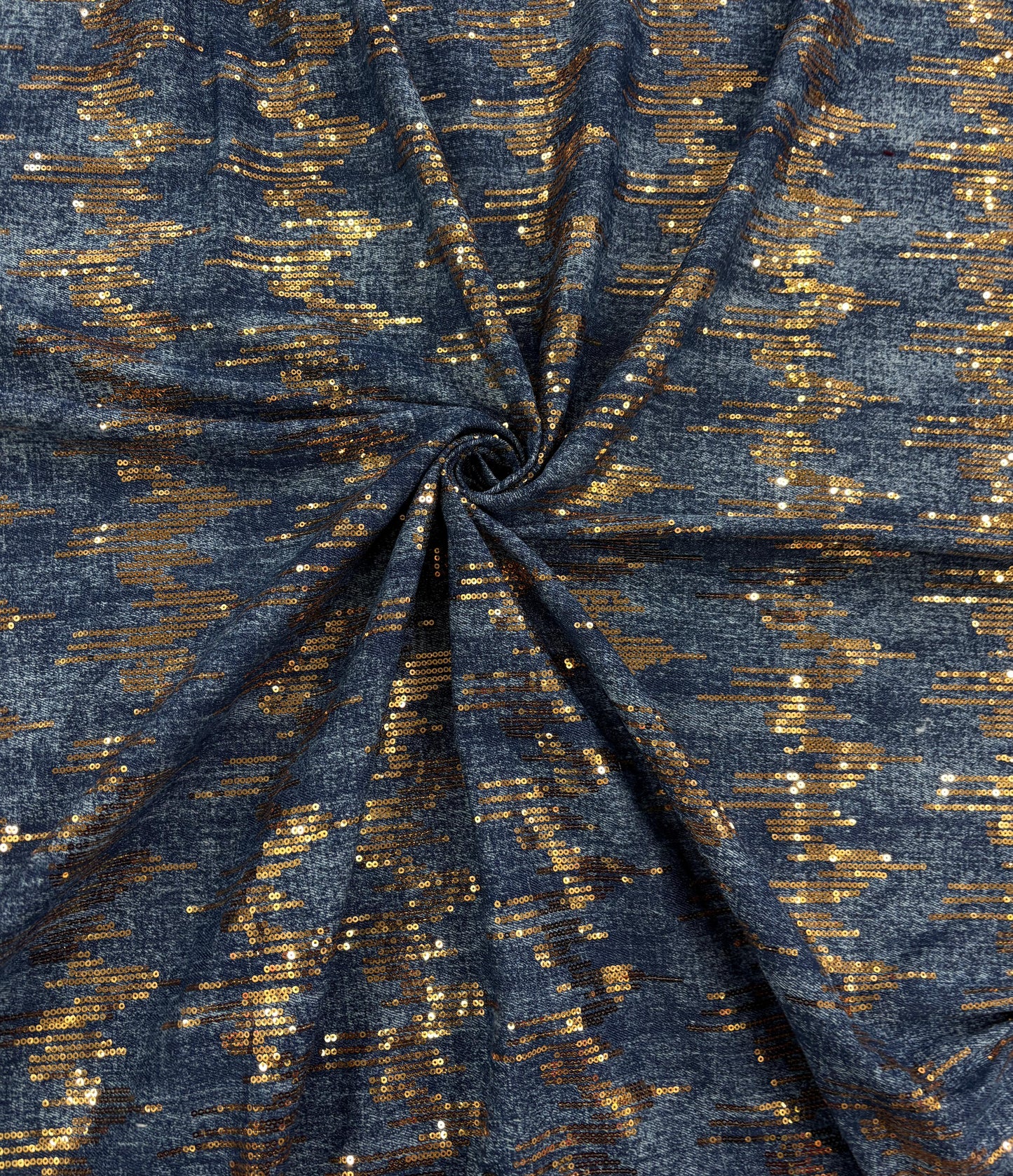 Gold Sequin Denim Fabric